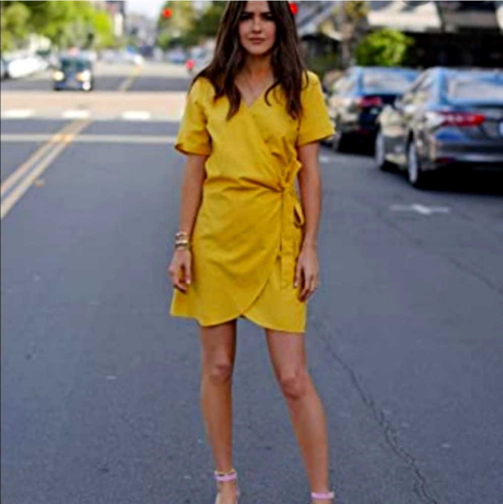 TRADED! 🥳 Beautiful Mustard Wrap Dress - Picture 1 of 5